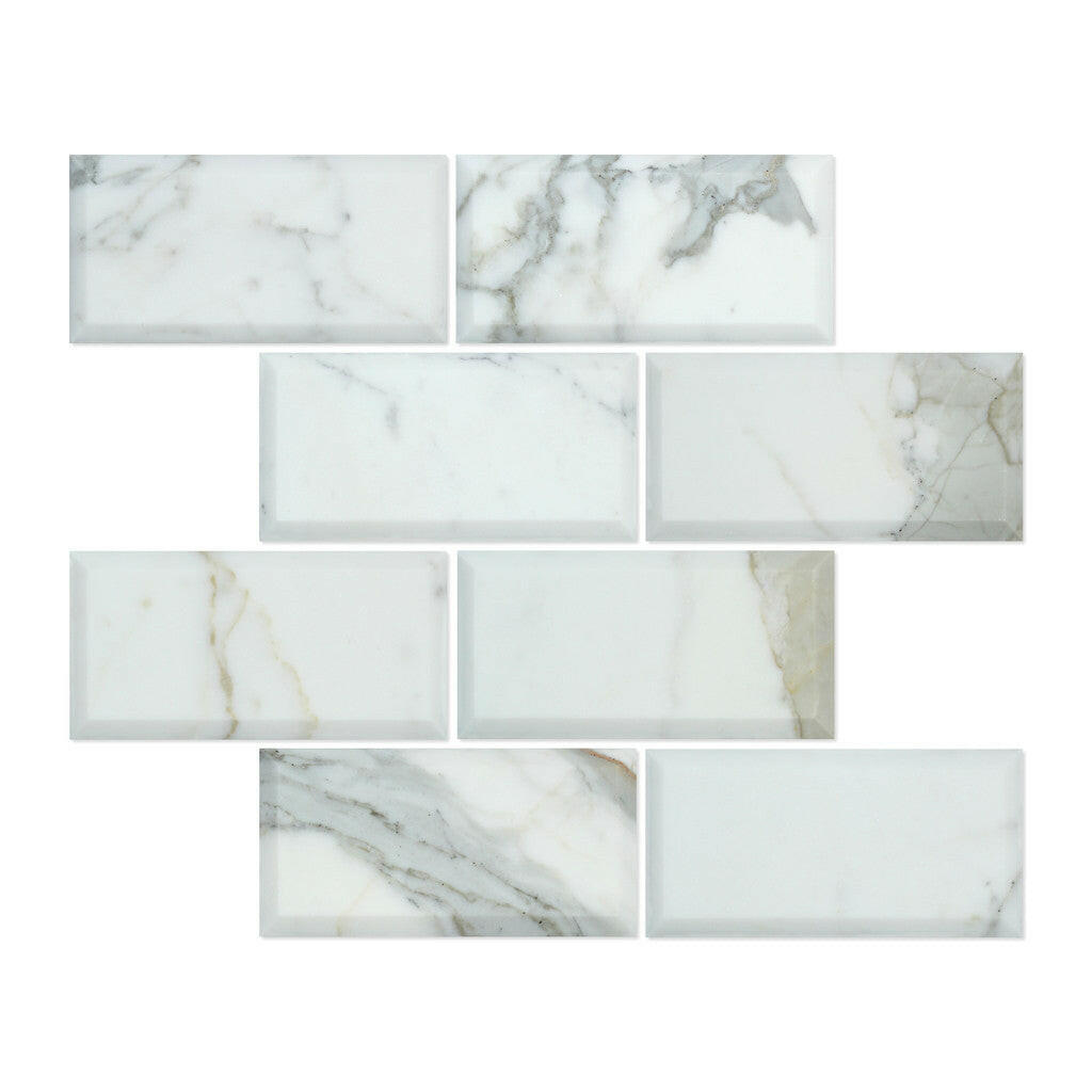 3 X 6 Calacatta Gold Marble Honed & Deep-Beveled Field Tile-Marble Tile-American Tile Depot