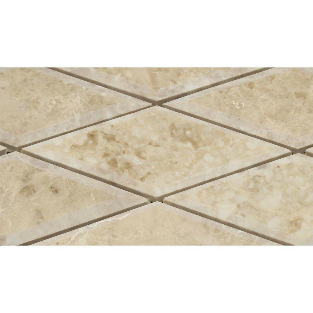 3 X 6 Cappuccino Marble Polished Diamond - Beveled Mosaic Tile-Marble Mosaic-American Tile Depot