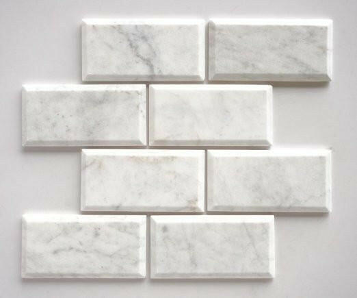 3 X 6 Carrara White Marble Polished & Deep-Beveled Field Tile-Marble Tile-American Tile Depot