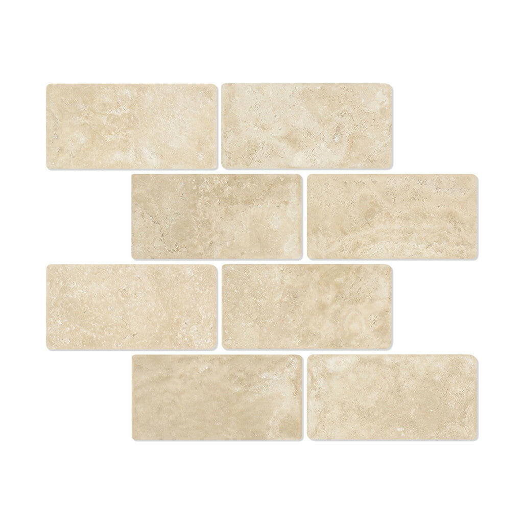 3 X 6 Durango Cream Travertine Tumbled Subway Brick Field Tile-Travertine Tile-American Tile Depot