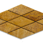 3 X 6 Gold / Yellow Travertine Diamond / Rhomboid Honed & Beveled Mosaic Tile-Travertine Mosaic-American Tile Depot