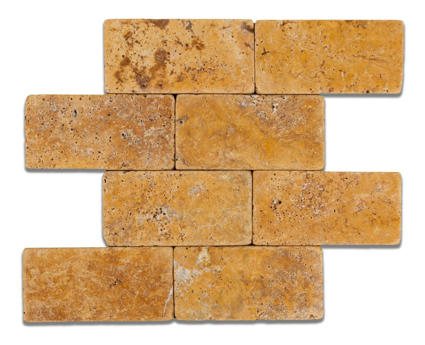 3 X 6 Gold / Yellow Travertine Tumbled Subway Brick Field Tile-Travertine Tile-American Tile Depot