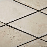 3 X 6 Ivory Travertine Diamond / Rhomboid Honed & Beveled Mosaic Tile-Travertine Mosaic-American Tile Depot