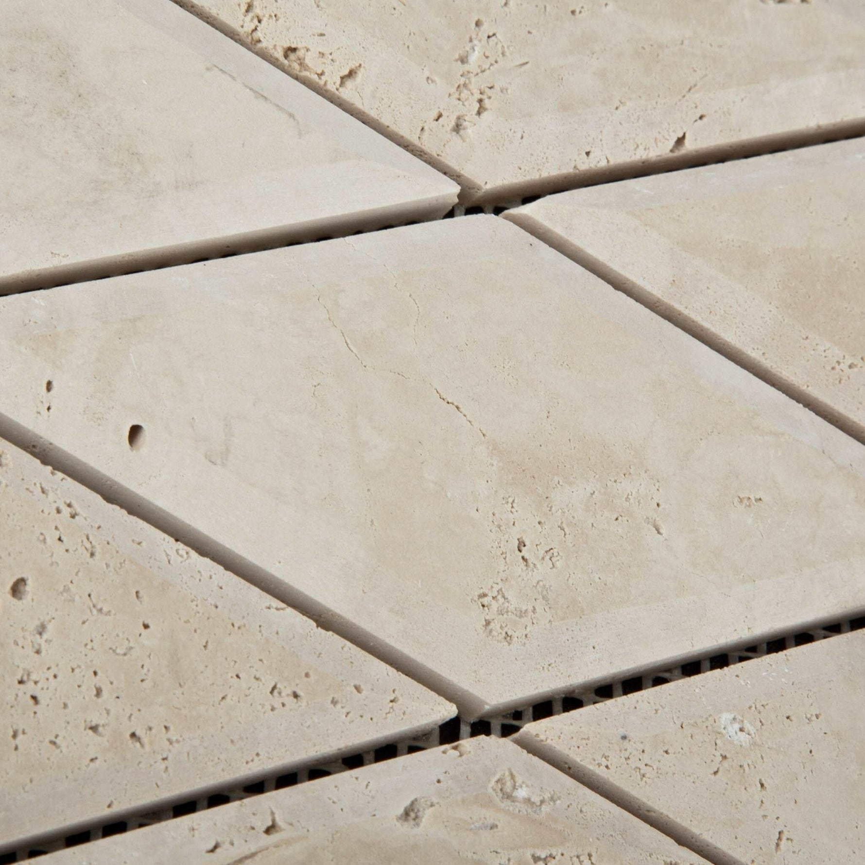 3 X 6 Ivory Travertine Diamond / Rhomboid Honed & Beveled Mosaic Tile-Travertine Mosaic-American Tile Depot