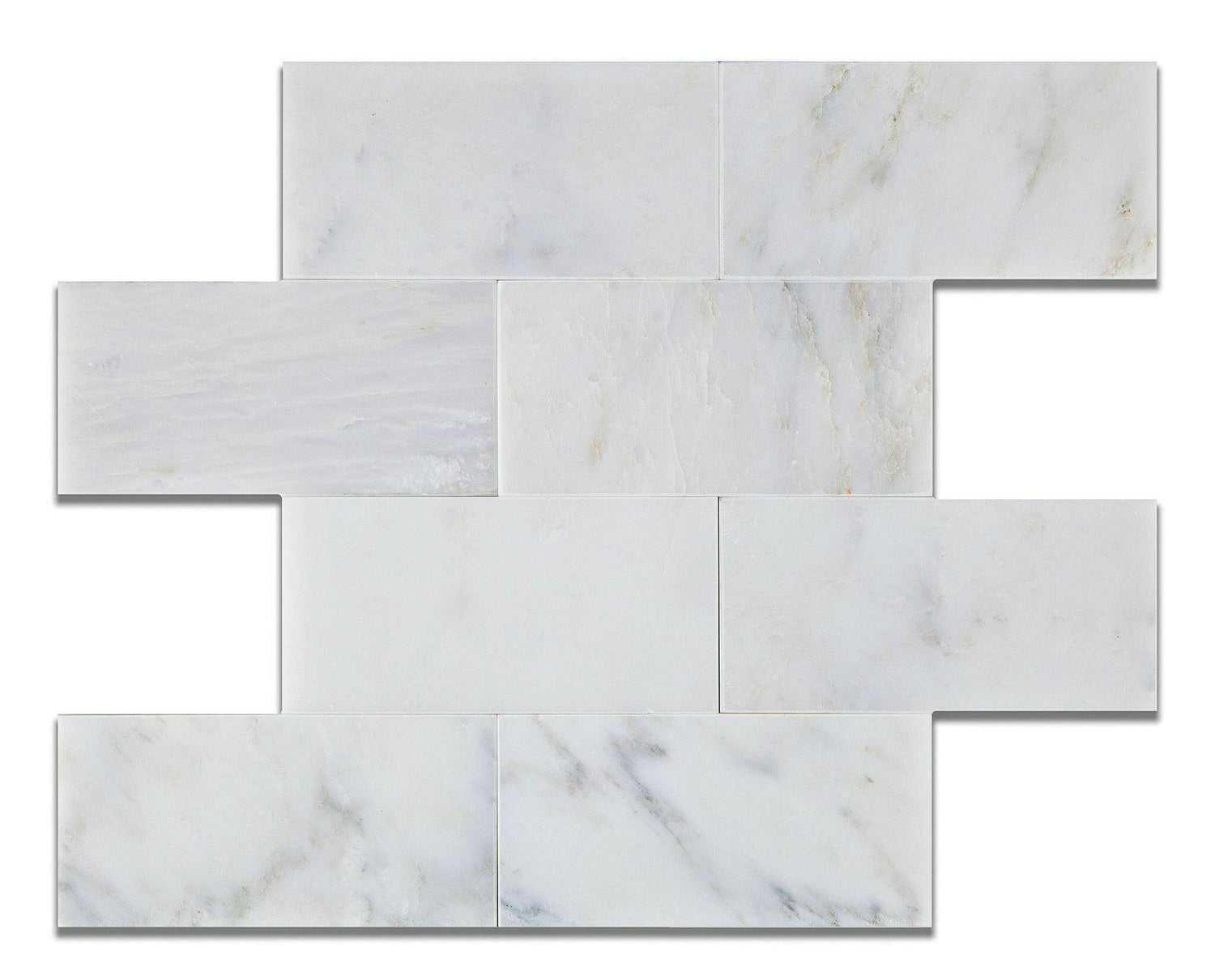 3 X 6 Oriental White / Asian Statuary Marble Polished Subway Brick Field Tile-Marble Tile-American Tile Depot