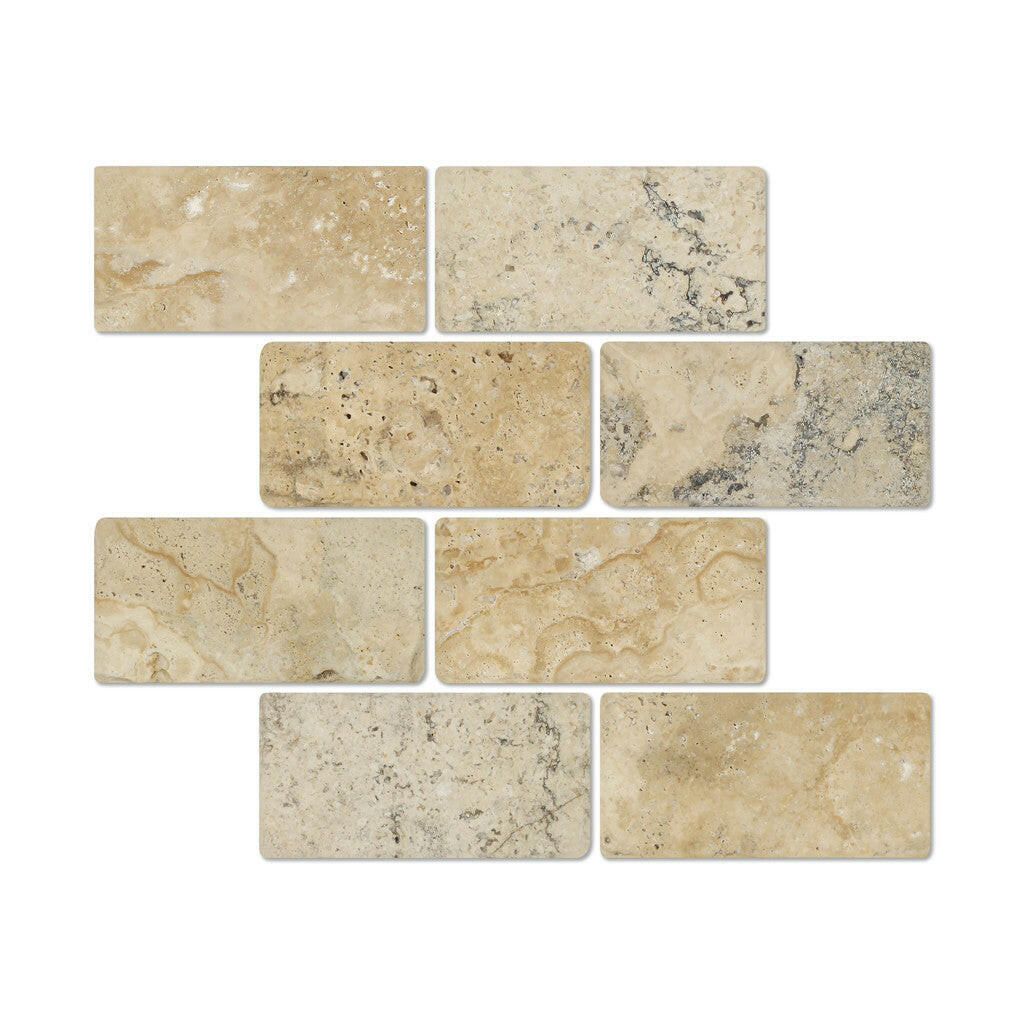 3 X 6 Philadelphia Travertine Tumbled Subway Brick Field Tile-Travertine Tile-American Tile Depot