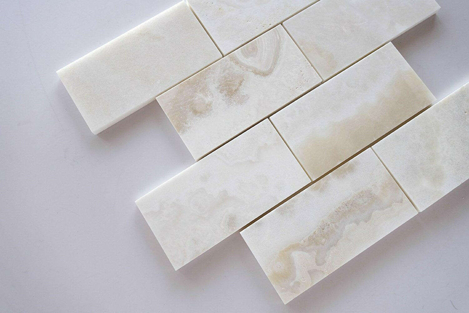 3 X 6 Premium White Onyx CROSS-CUT Polished Subway Brick Field Tile-Onyx Tile-American Tile Depot