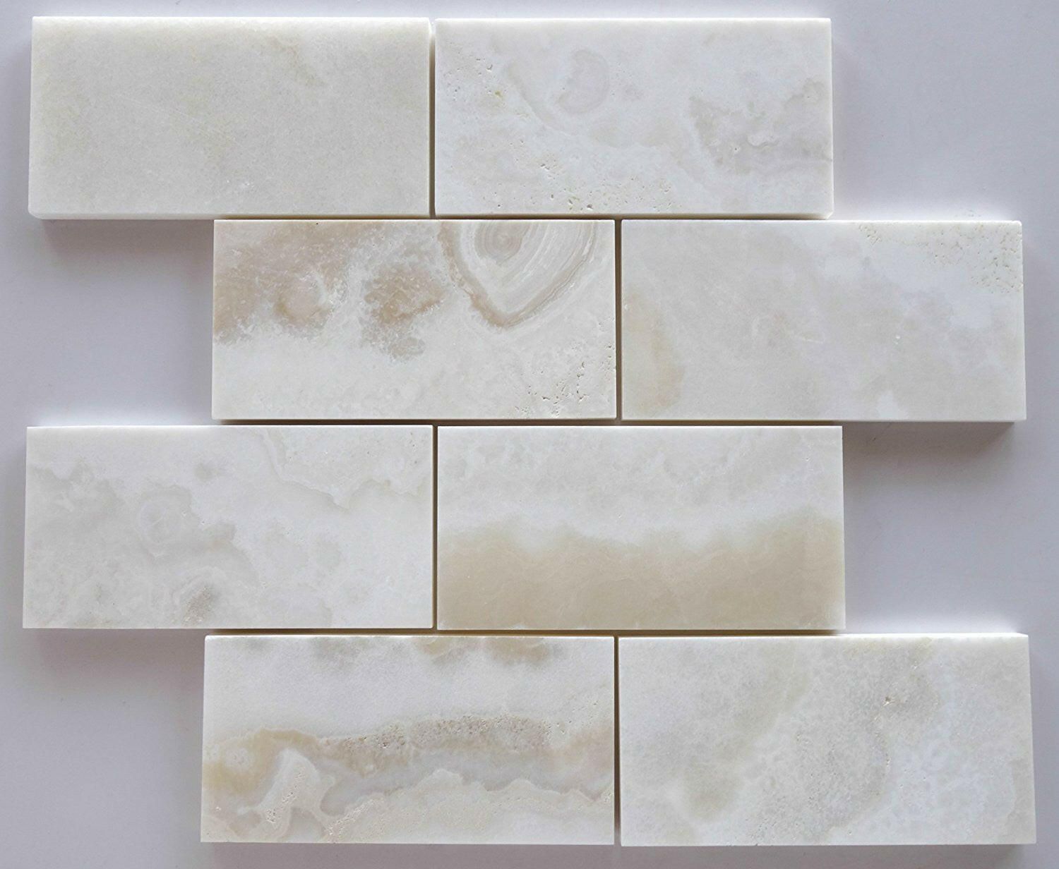 3 X 6 Premium White Onyx CROSS-CUT Polished Subway Brick Field Tile-Onyx Tile-American Tile Depot