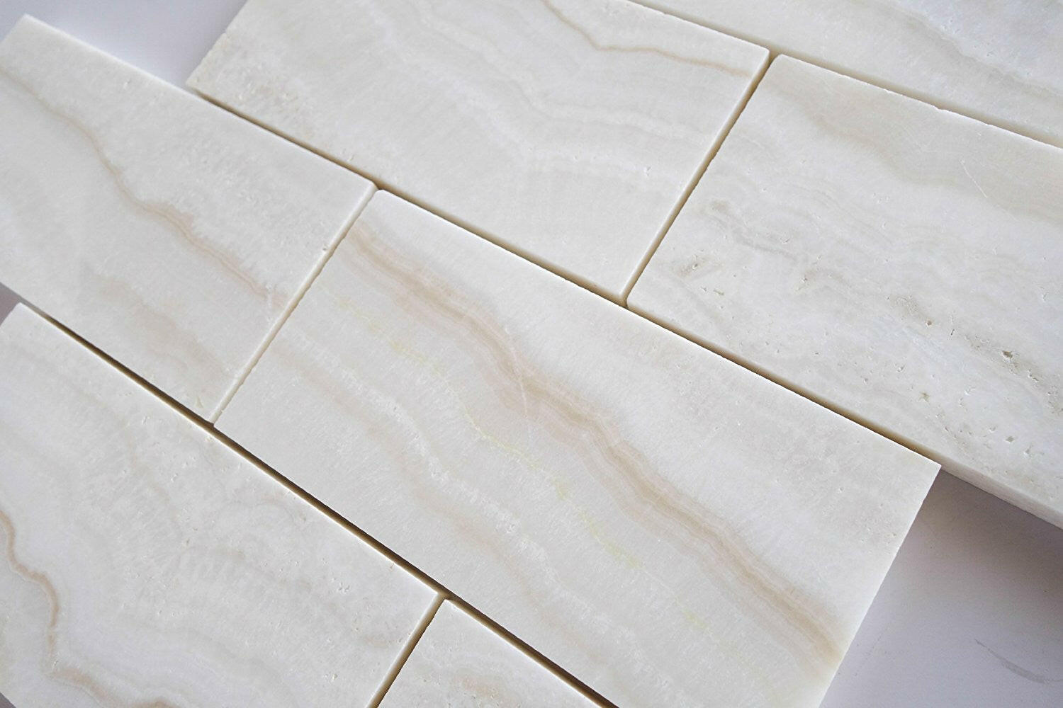 3 X 6 Premium White Onyx VEIN-CUT Polished Subway Brick Field Tile-Onyx Tile-American Tile Depot