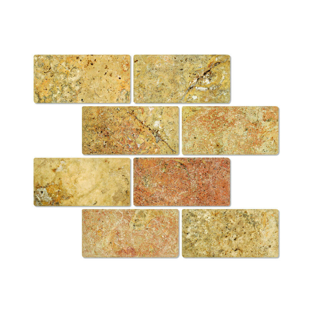 3 X 6 Scabos Travertine Tumbled Subway Brick Field Tile-Travertine Tile-American Tile Depot