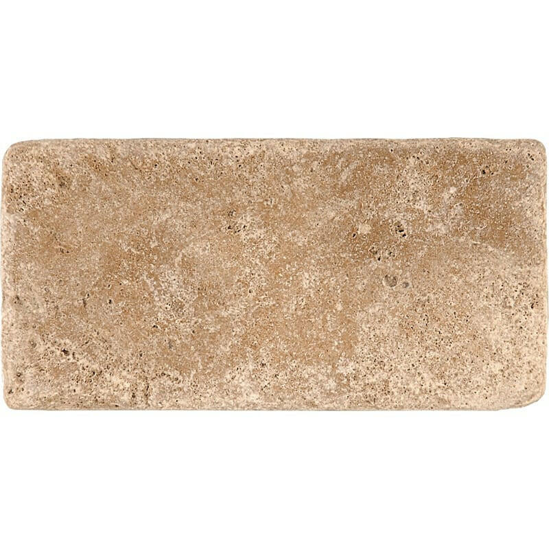 3 X 6 Walnut Travertine Tumbled Subway Brick Field Tile-Travertine Tile-American Tile Depot