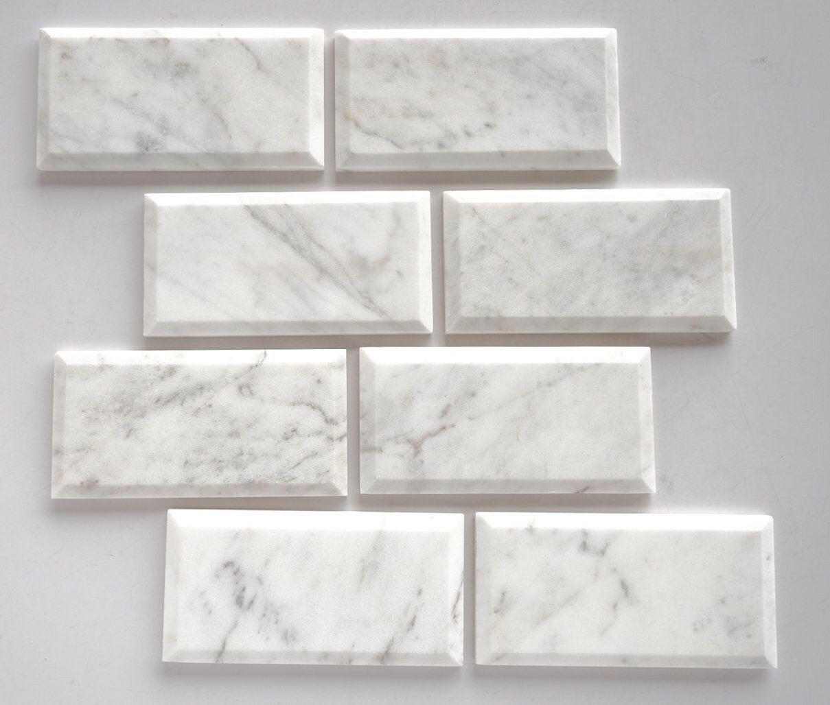 3 x 6 Bianco Venatino (Bianco Mare) Marble Polished & Deep-Beveled Field Tile-Marble Tile-American Tile Depot