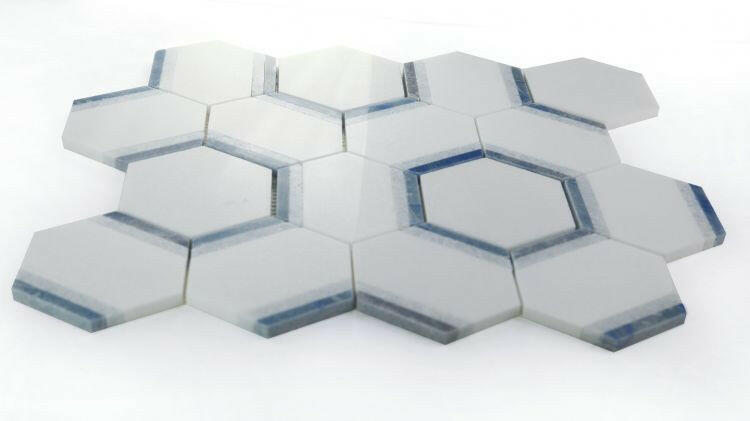 3.5" Beehive Royal Sapphire Hexagon Marble Mosaic Tile-Marble Mosaic-American Tile Depot