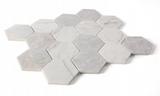 3" Beehive City Grey Polished Hexagon Marble Mosaic Tile