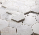 3" Beehive City Grey Polished Hexagon Marble Mosaic Tile