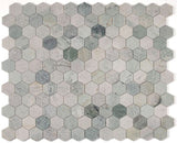 3" Beehive Green Honed Hexagon Marble Mosaic Tile