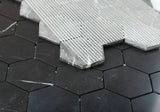 3" Beehive Marquina Honed Hexagon Marble Mosaic Tile-Marble Mosaic-American Tile Depot