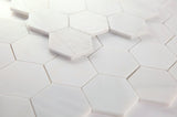 3" Beehive Snow White Honed Hexagon Marble Mosaic Tile-Marble Mosaic-American Tile Depot