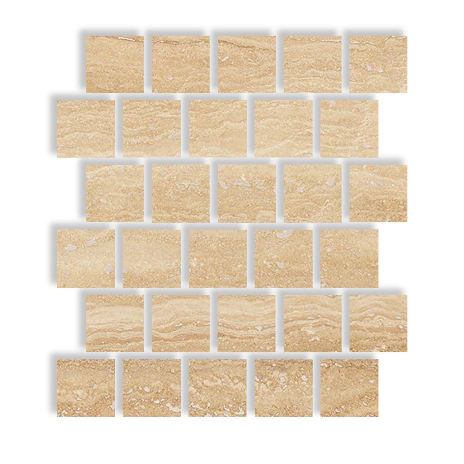 3 X 3 Ivory Travertine Vein Cut Filled & Polished Tile