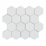 Thassos White Marble Honed 3" Hexagon Mosaic Tile