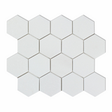 Thassos White Marble Polished 3" Hexagon Mosaic Tile