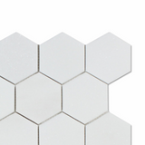 Thassos White Marble Polished 3" Hexagon Mosaic Tile