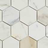 Calacatta Gold Marble Honed 3" Hexagon Mosaic Tile