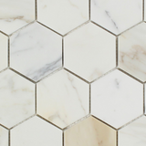 Calacatta Gold Marble Polished 3" Hexagon Mosaic Tile