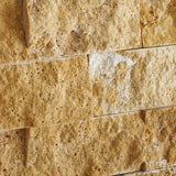 2 X 4 Gold / Yellow Travertine Split-Faced Brick Mosaic Tile