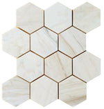 4" Beehive Wooden White Honed Hexagon Marble Mosaic Tile-Marble Mosaic-American Tile Depot