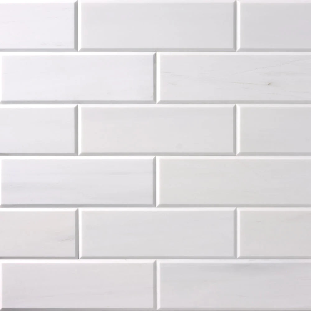 4 X 12 Bianco Dolomite Honed & Beveled Marble Field Tile-Marble Tile-American Tile Depot