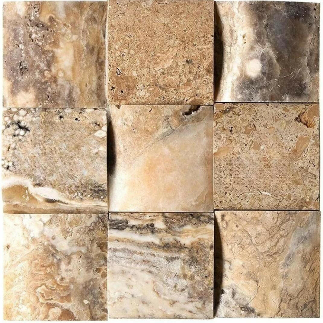 4 X 4 Antico Onyx Travertine CNC-Arched Field Tile-Travertine Mosaic-American Tile Depot