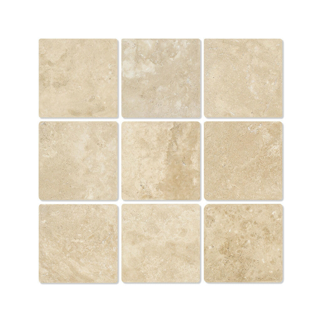 4 X 4 Durango Cream Travertine Tumbled Field Tile-Travertine Tile-American Tile Depot