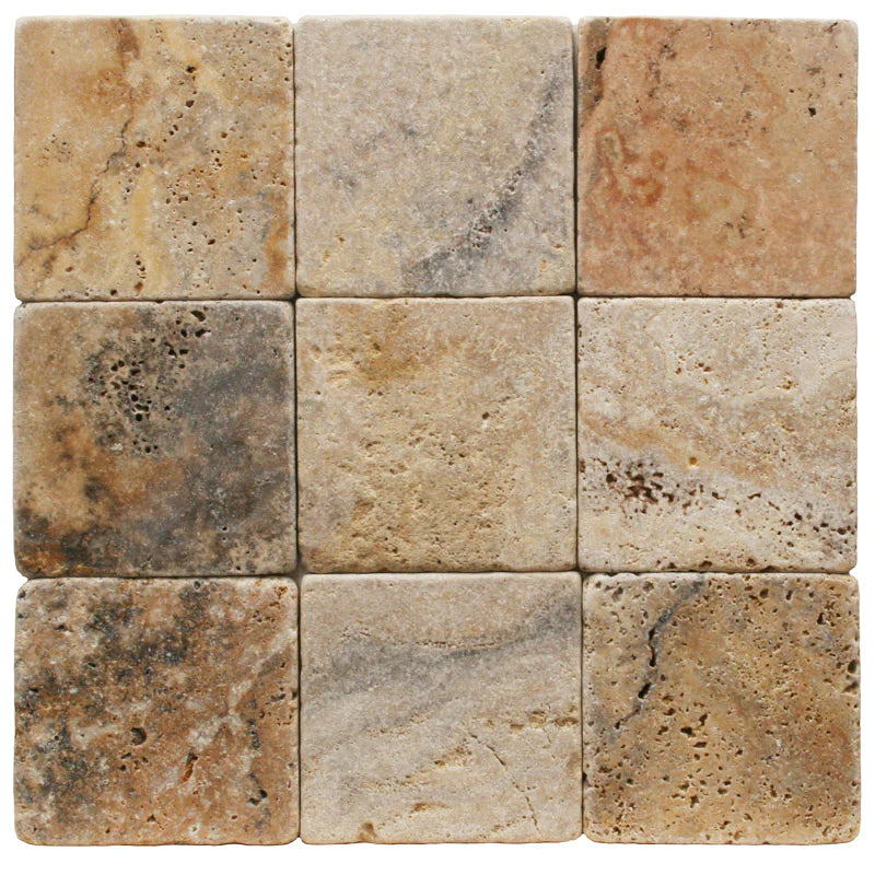 4 X 4 Scabos Travertine Tumbled Field Tile-Travertine Tile-American Tile Depot