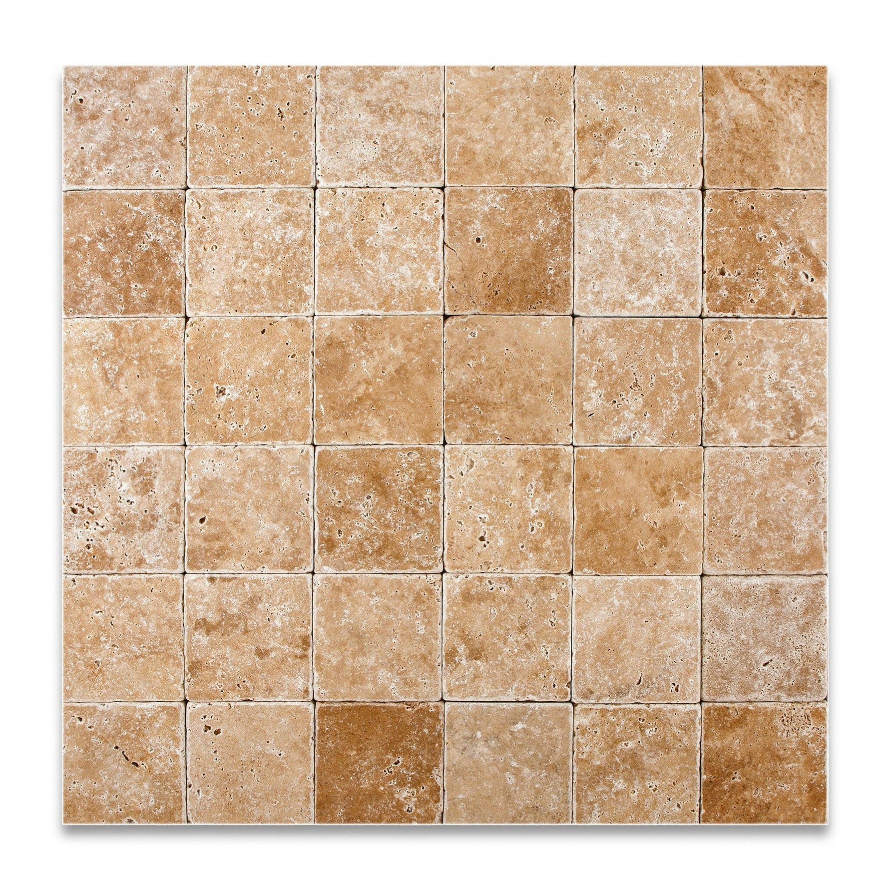 4 X 4 Walnut Travertine Tumbled Field Tile-Travertine Tile-American Tile Depot