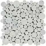 Carrara White Marble Honed Bubbles Mosaic Tile