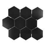 Gio Black Matte 4" Hexagon Porcelain Mosaic Tile