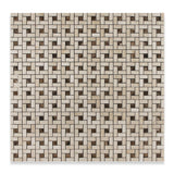 Crema Marfil Marble Honed Pinwheel Mosaic Tile w/ Emperador Dark Dots