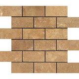 2 X 4 Noce Travertine Filled & Honed Brick Mosaic Tile