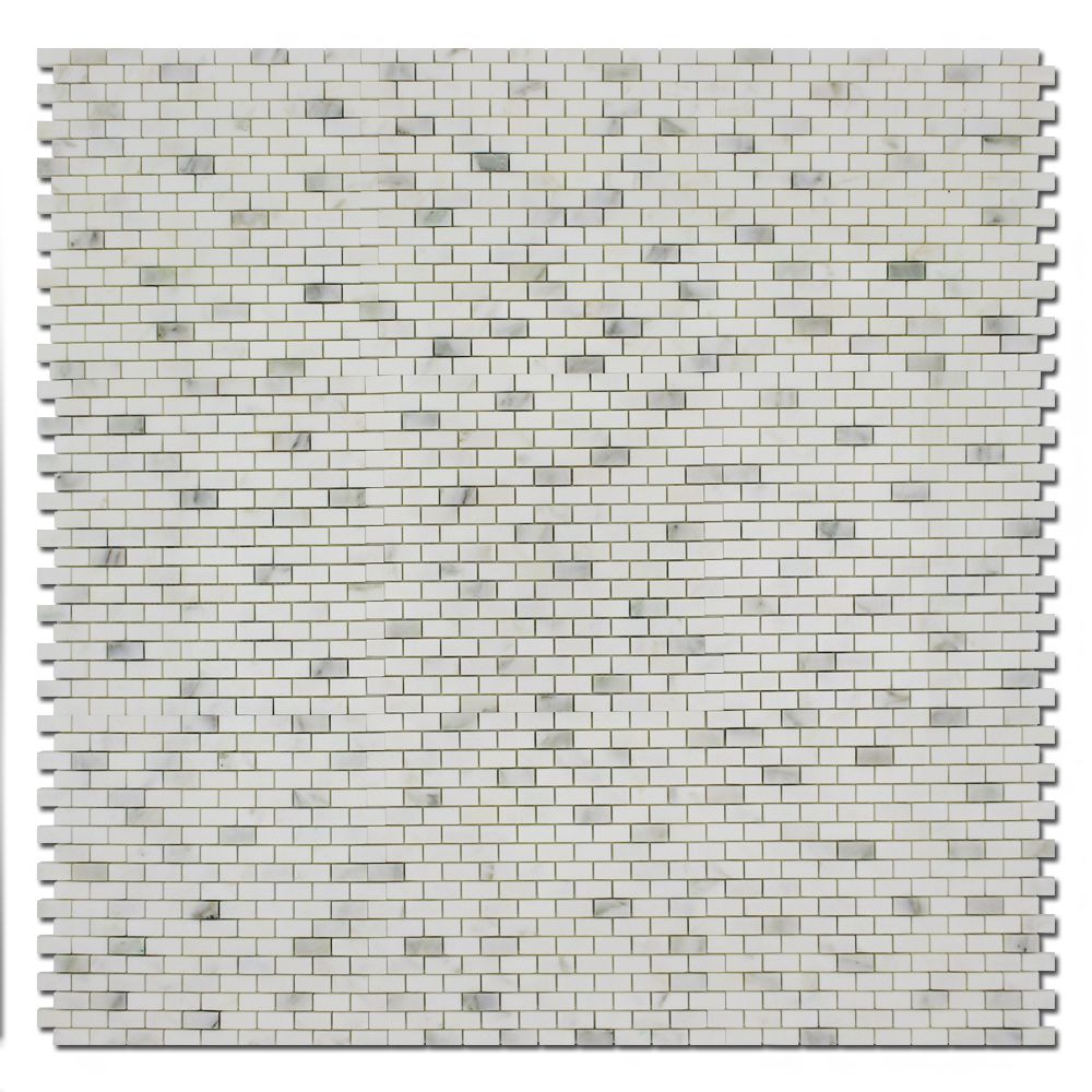 5/8 X 1 1/4 Calacatta Oliva Marble Honed Mini-Brick Mosaic Tile-Marble Mosaic-American Tile Depot