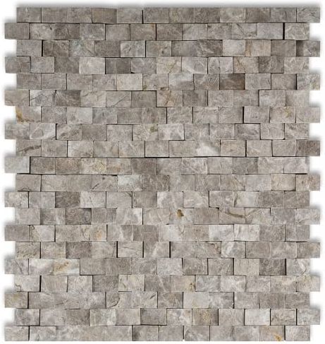 5/8 X 1 Tundra Gray (Atlantic Gray) Marble Split-Faced Mosaic Tile-Marble Mosaic-American Tile Depot