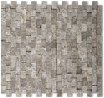 5/8 X 1 Tundra Gray (Atlantic Gray) Marble Split-Faced Mosaic Tile-Marble Mosaic-American Tile Depot