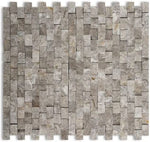 5/8 X 1 Tundra Gray (Atlantic Gray) Marble Split-Faced Mosaic Tile-Marble Mosaic-American Tile Depot