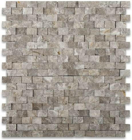 5/8 X 1 Tundra Gray (Atlantic Gray) Marble Split-Faced Mosaic Tile-Marble Mosaic-American Tile Depot