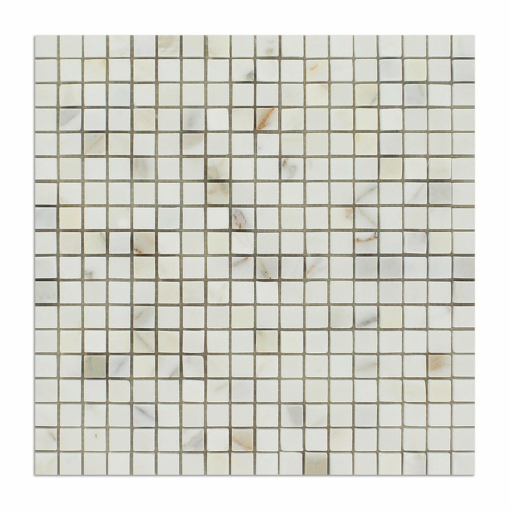 5/8 X 5/8 Calacatta Gold Marble Honed Mosaic Tile-Marble Mosaic-American Tile Depot