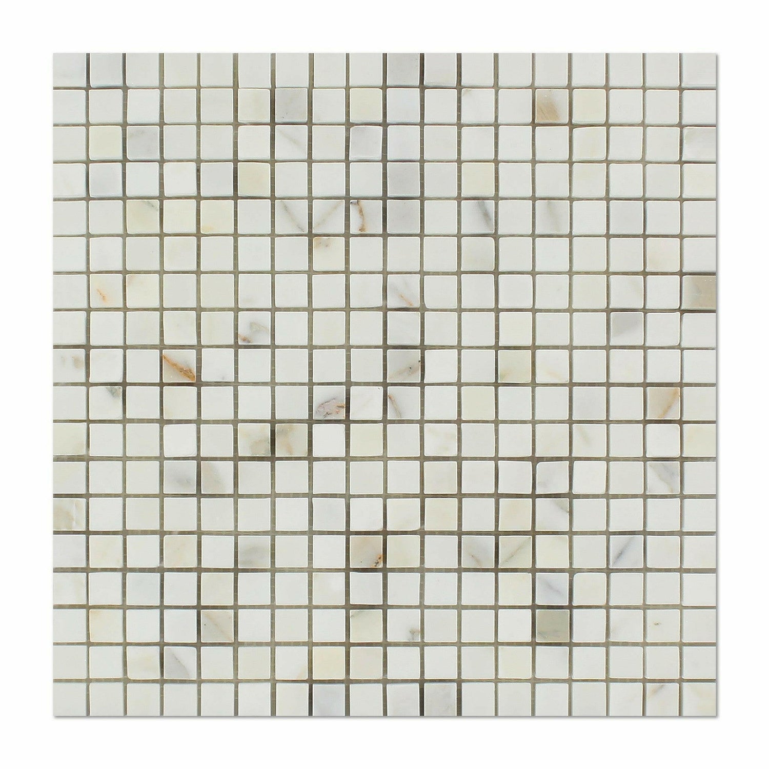 5/8 X 5/8 Calacatta Gold Marble Honed Mosaic Tile-Marble Mosaic-American Tile Depot