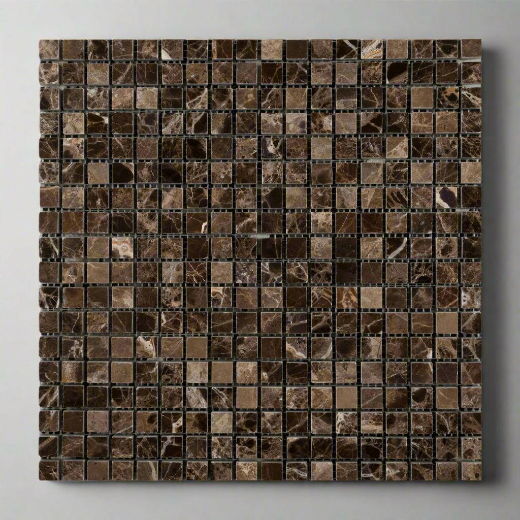 5/8 X 5/8 Emperador Dark Marble Polished Mosaic Tile-Marble Mosaic-American Tile Depot