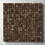 5/8 X 5/8 Emperador Dark Marble Tumbled Mosaic Tile-Marble Mosaic-American Tile Depot