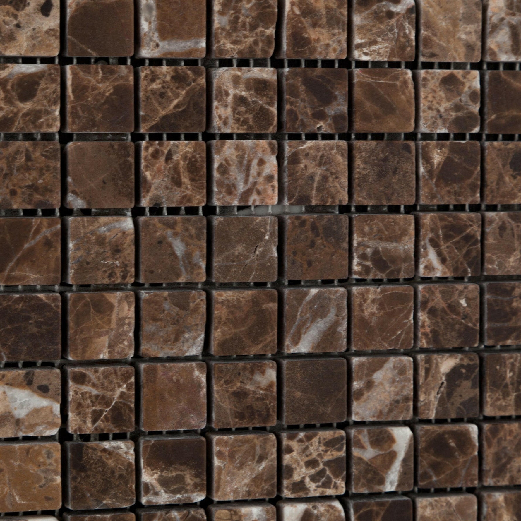 5/8 X 5/8 Emperador Dark Marble Tumbled Mosaic Tile-Marble Mosaic-American Tile Depot