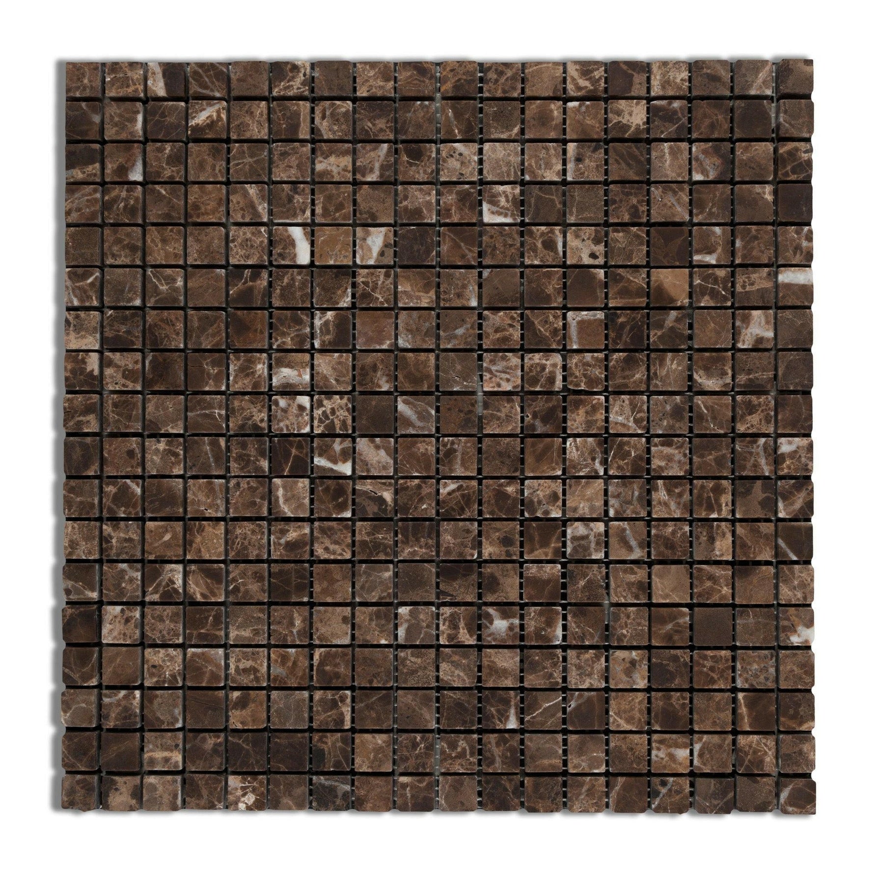 5/8 X 5/8 Emperador Dark Marble Tumbled Mosaic Tile-Marble Mosaic-American Tile Depot